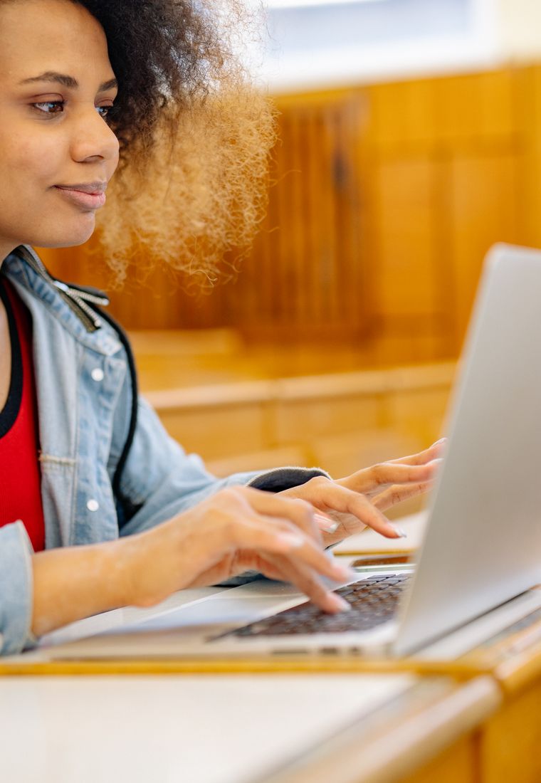 Student working on a laptop